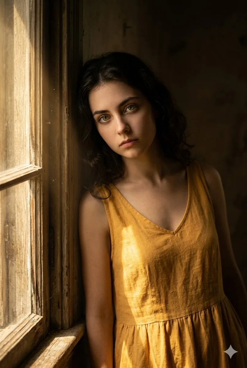 Moody Rustic Window Portrait reference