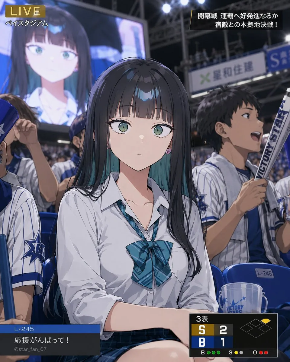 Character Caught on Stadium Screen reference