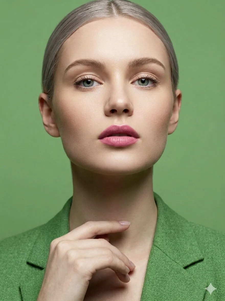 Silver Hair Woman in Lime Green Blazer reference