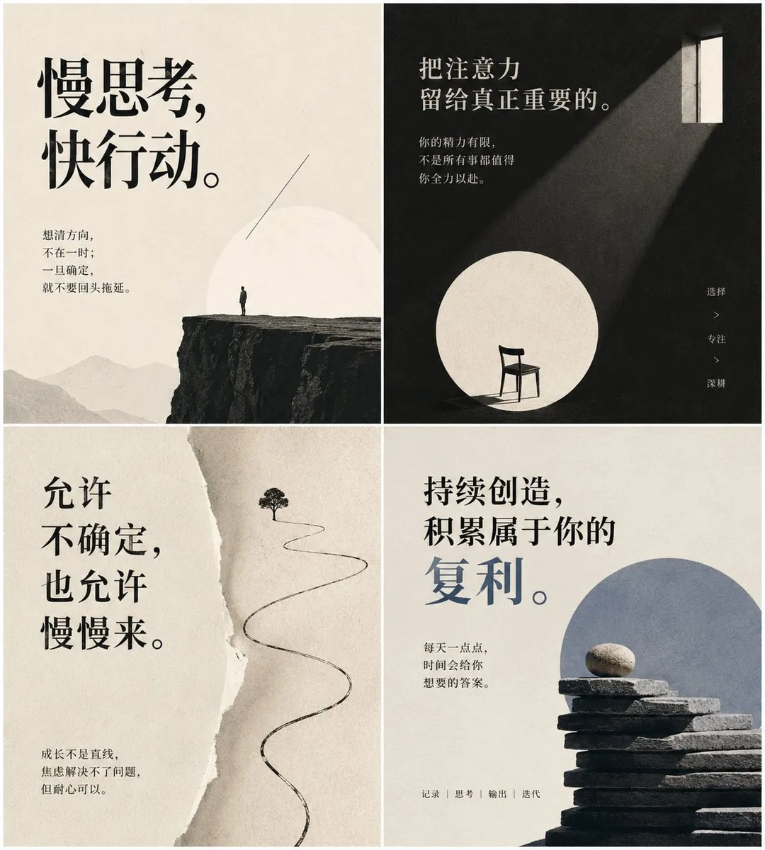 Minimal Chinese Advice Card Grid reference
