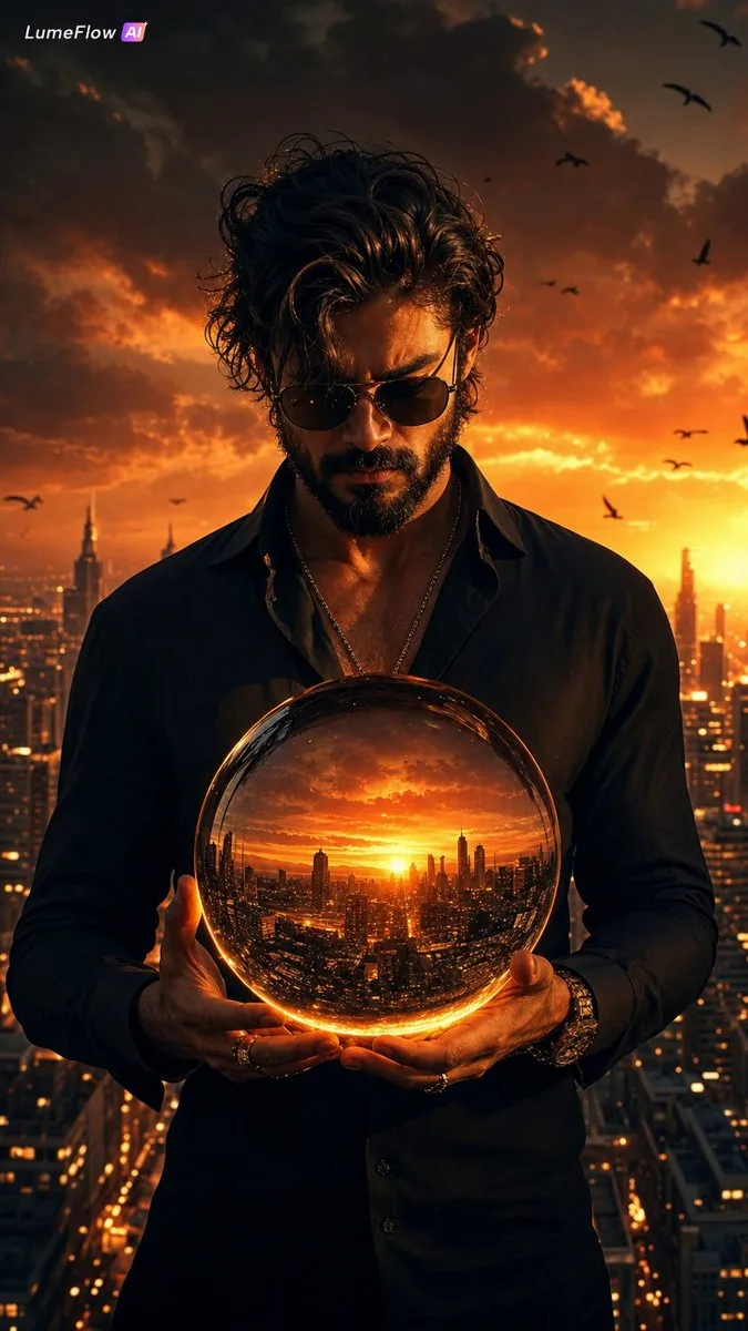 Cinematic Fantasy Portrait with Sunset Orb reference