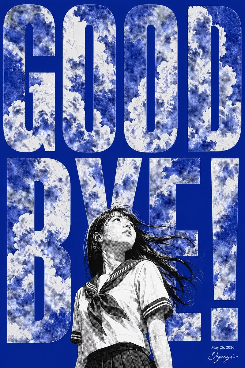 Manga Goodbye Typography Poster reference