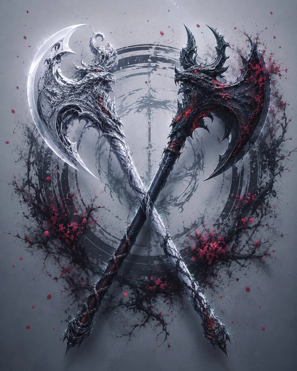 Crossed Eastern Dark Fantasy Polearms reference