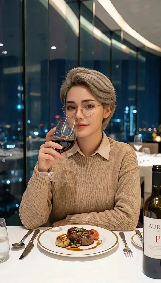 Cinematic Portrait in Fine Dining Restaurant reference