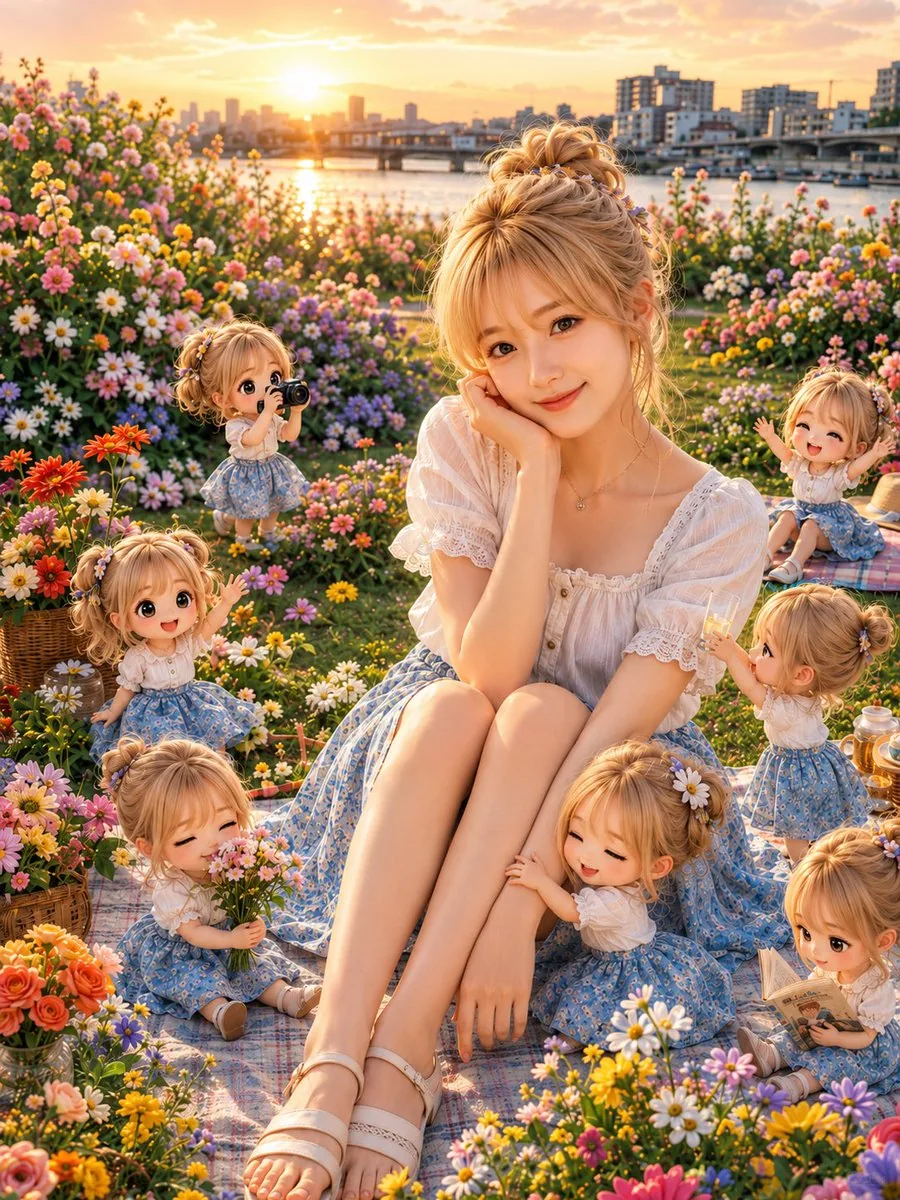 Golden Hour Picnic with Chibi Miniatures reference