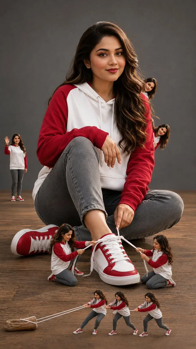 Woman with Miniature Clones Portrait reference