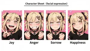 Gothic Anime Facial Expression Sheet