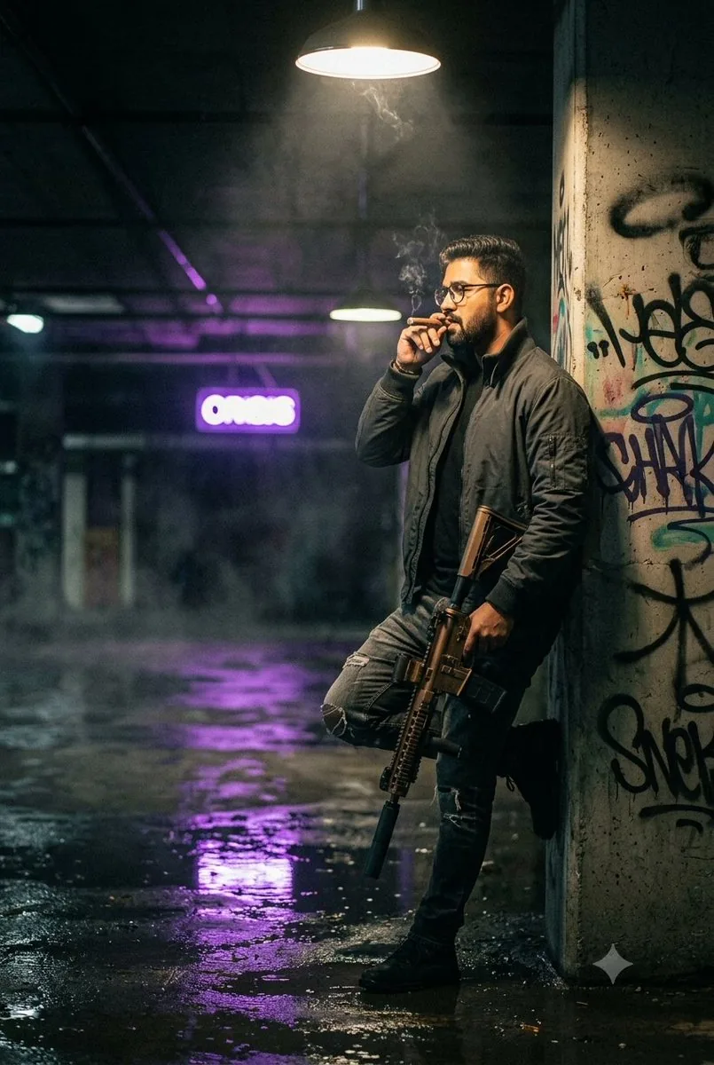 Gritty Neo-Noir Tactical Portrait reference