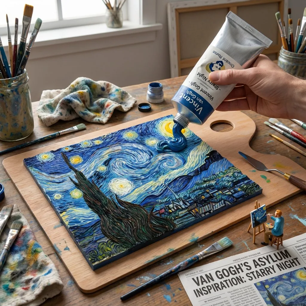 Paint Tube Squeeze: Starry Night in 3D Relief reference