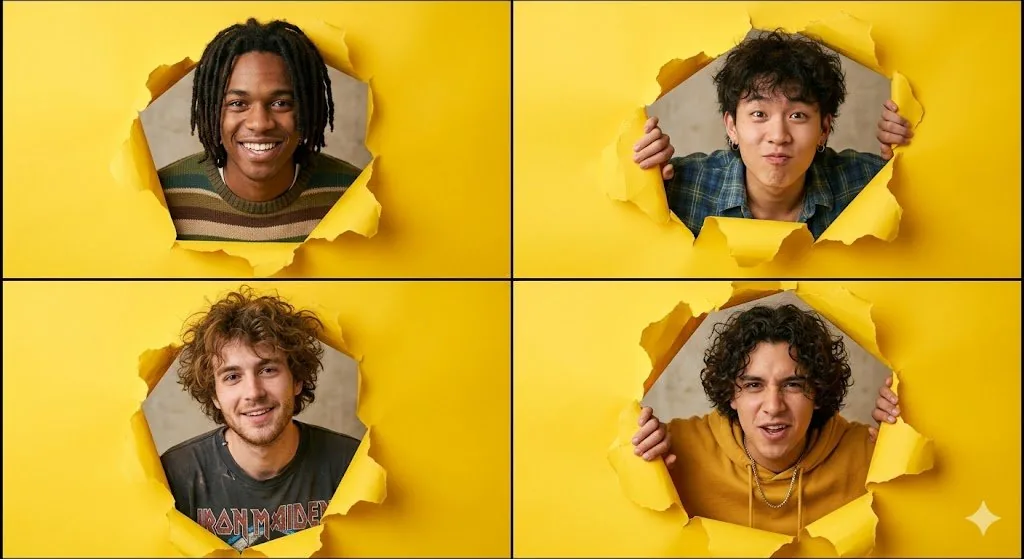 90s Indie Studio Portrait Grid reference