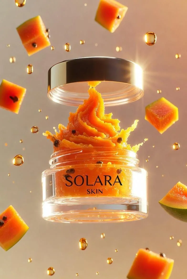 Hyperrealistic Luxury Product Photography of Papaya Scrub reference