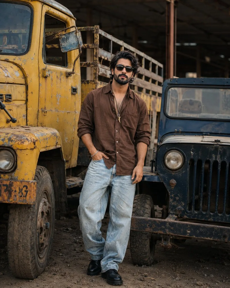 Industrial Fashion Portrait of South Asian Boy reference