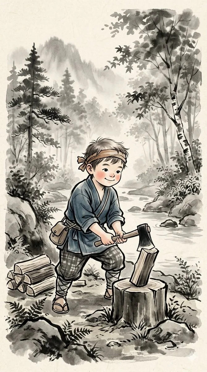 Traditional Japanese Ink Children Illustration reference