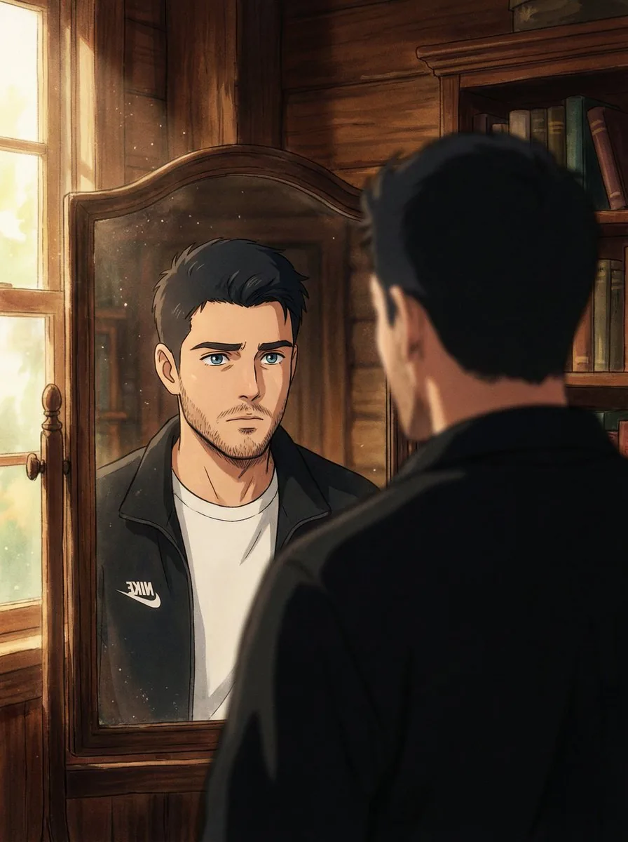 Cinematic Portrait Reflection with Ghibli Effect reference
