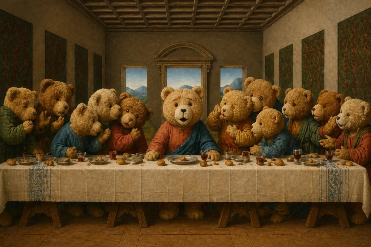 Teddy Bear Last Supper reference