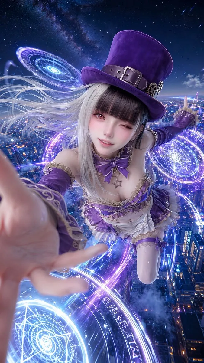 Magical Steampunk Idol Above Neon City reference