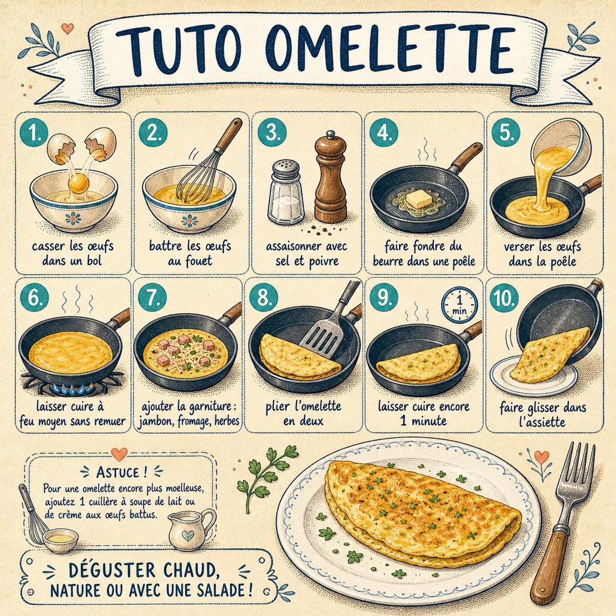 French Omelette Tutorial Poster reference