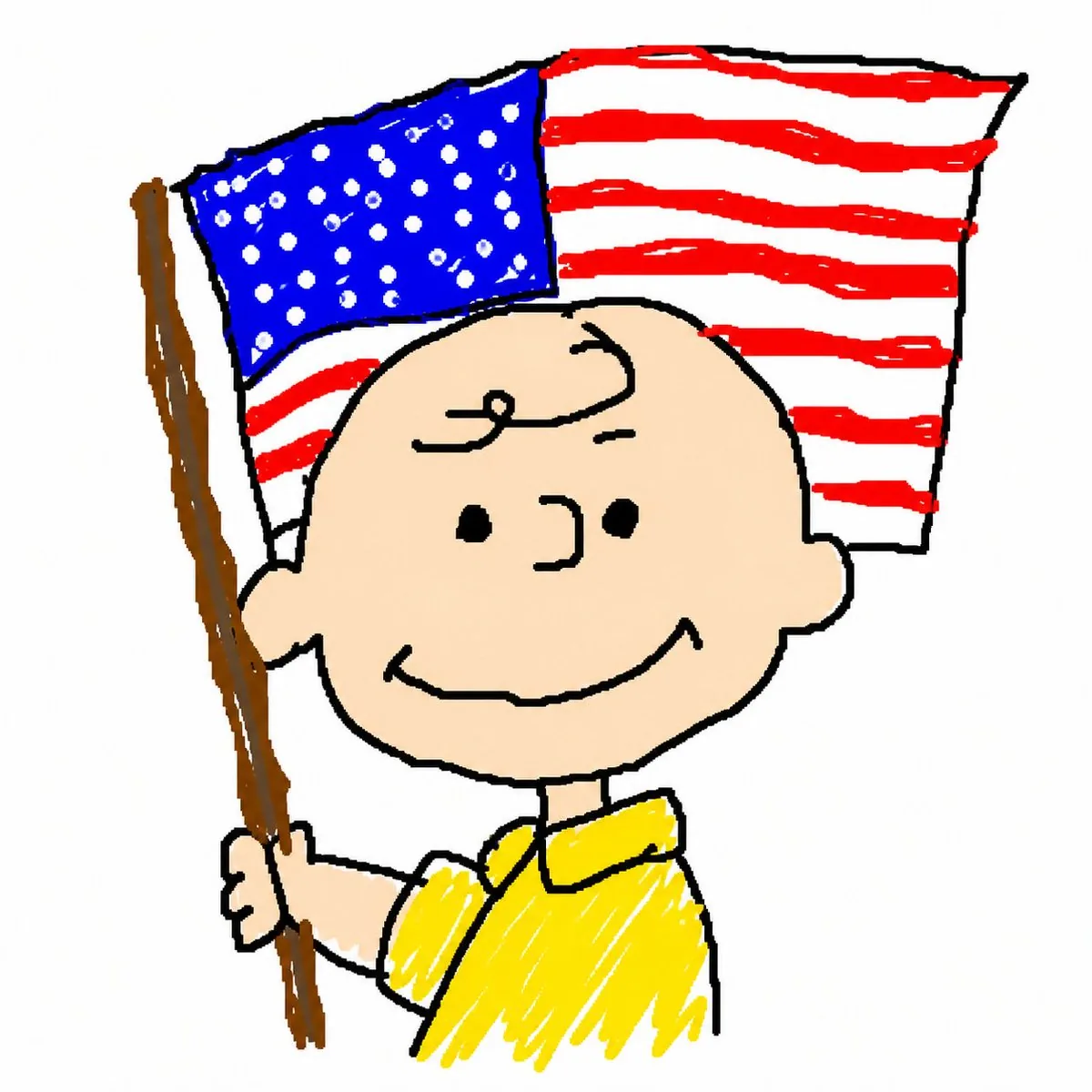 MS Paint Charlie Brown Flag Doodle reference