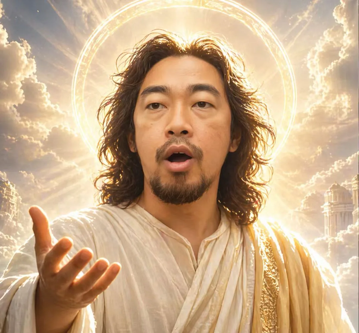 Divine Halo Portrait With Obscured Face reference