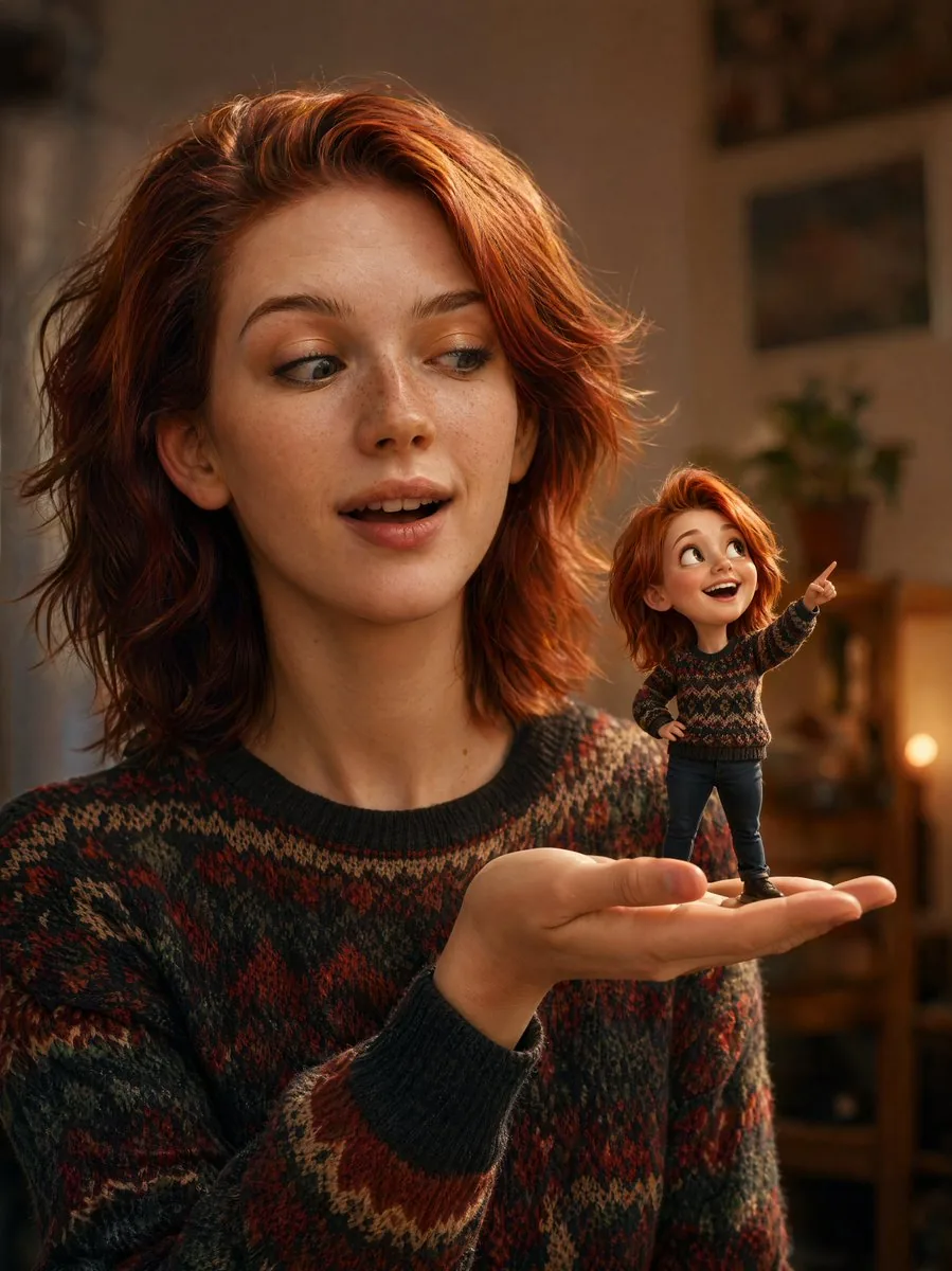 Cinematic Portrait with 3D Mini Character reference