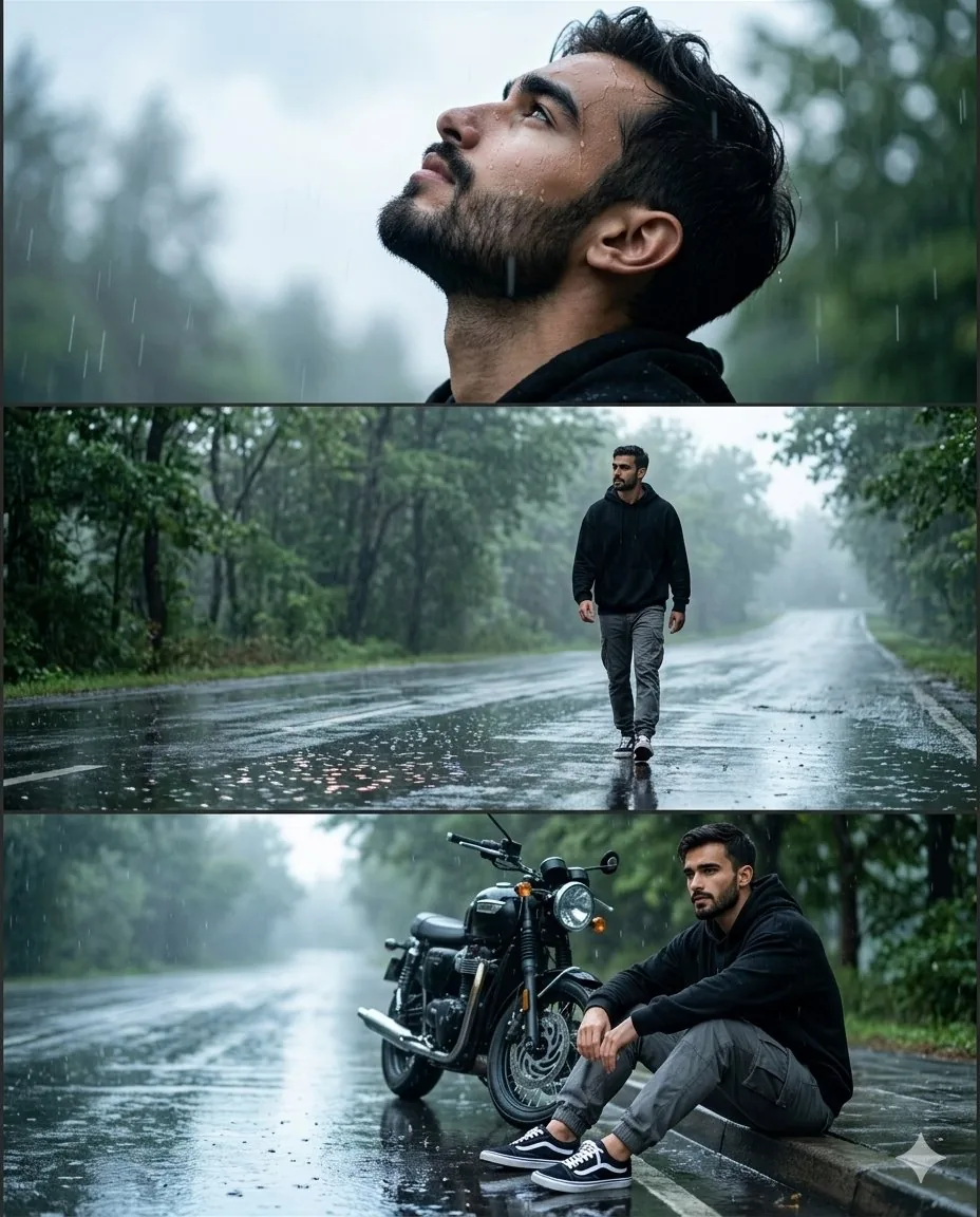 Rainy Road Cinematic Collage reference