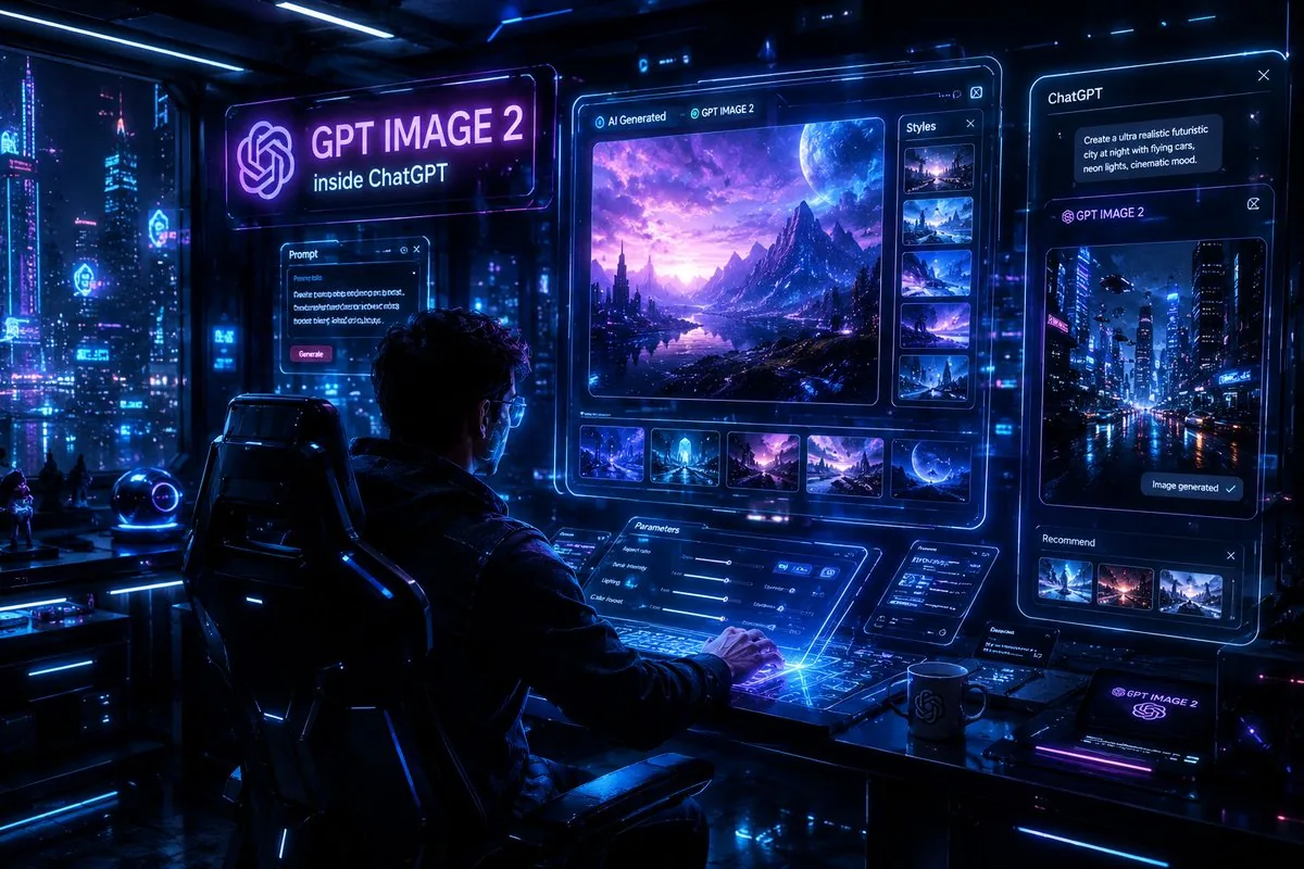 Cyberpunk AI Creative Workspace reference