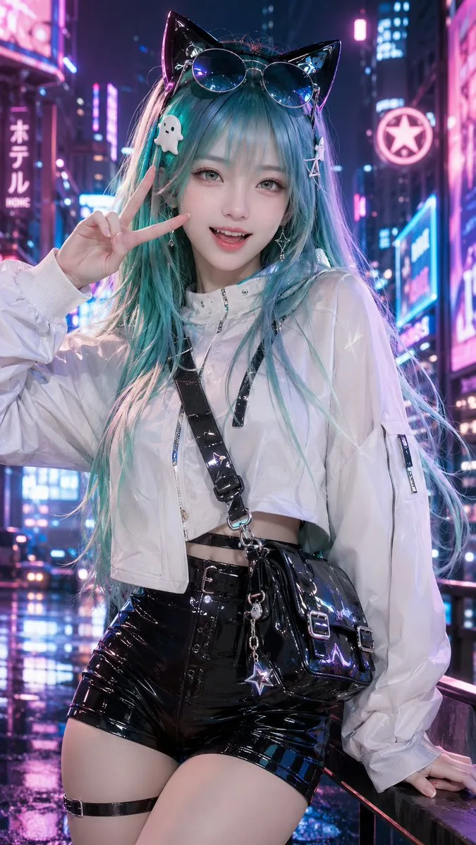 3D CG Cyberpunk Neko Girl Portrait reference