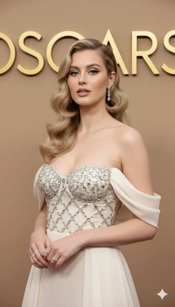 Sydney Sweeney Back View in Embellished Gown - Nano Banana Pro AI Prompt for Social Media Post reference