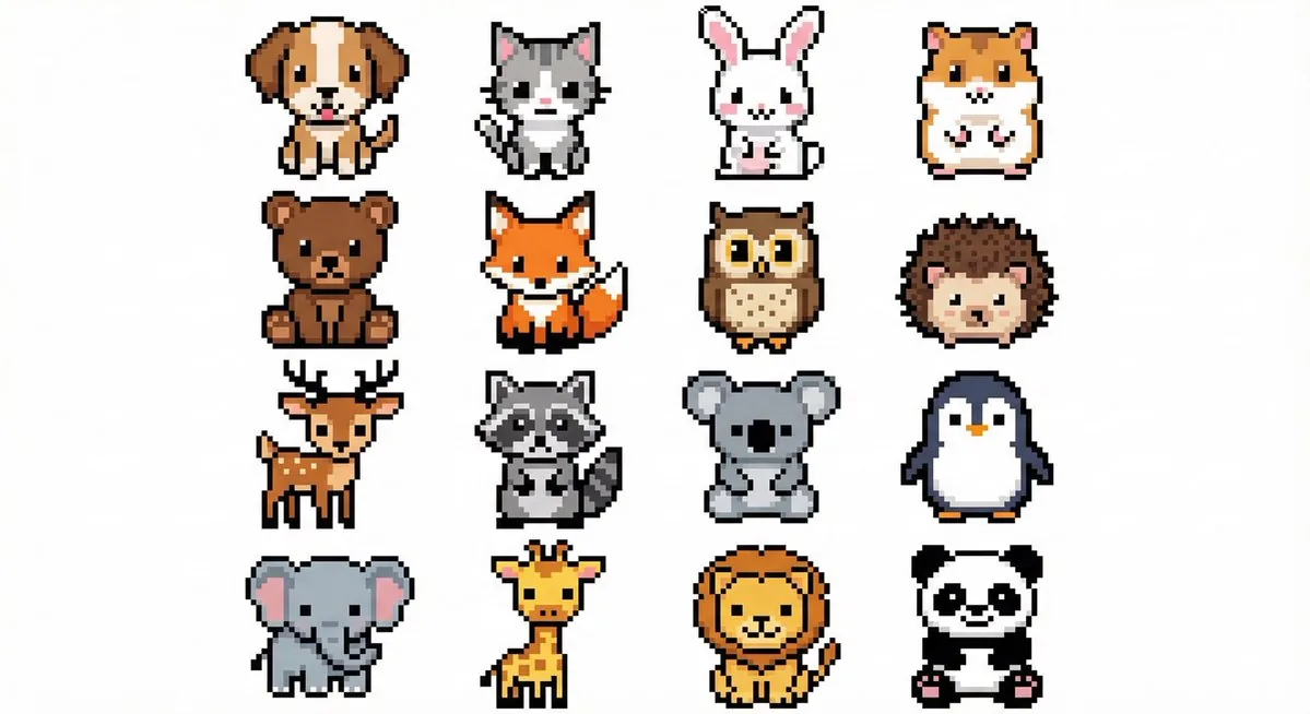Pixel Art Animal Grid for APNG reference