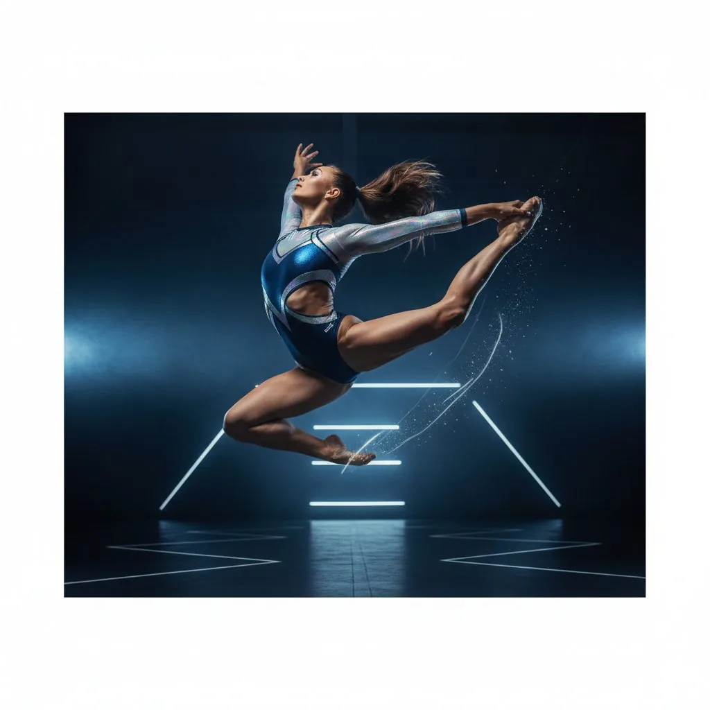 Avant-Garde Athleticism: Frozen Gymnast in Mid-Air - Nano Banana Pro AI Prompt for Product Marketing reference
