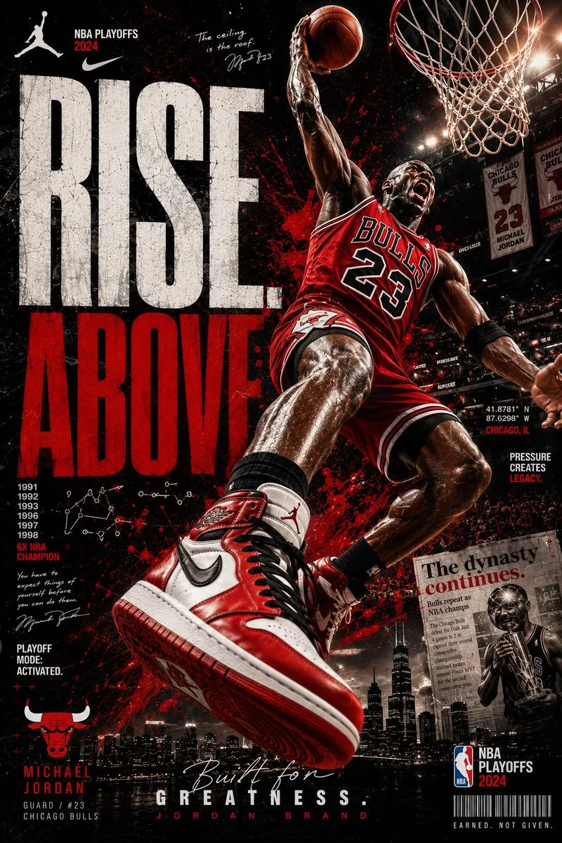 Rise Above Basketball Playoff Poster reference