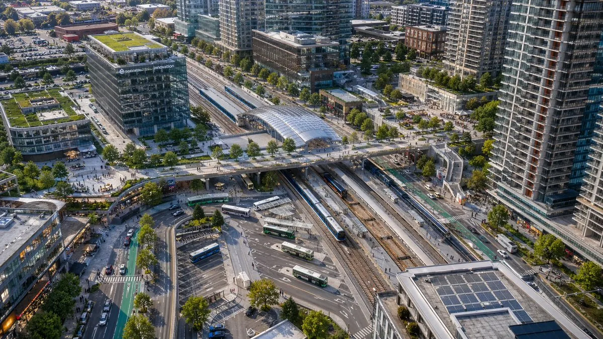 Aerial View of Modern Transit Hub reference