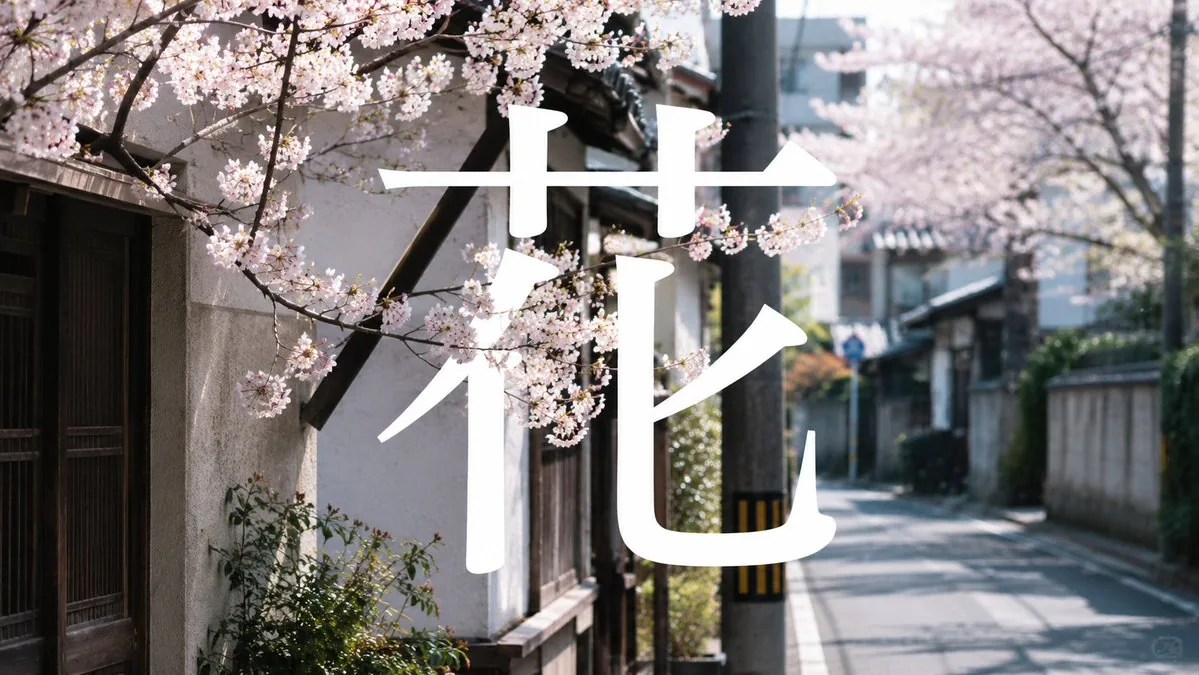 Cherry Blossom Street Kanji Poster reference