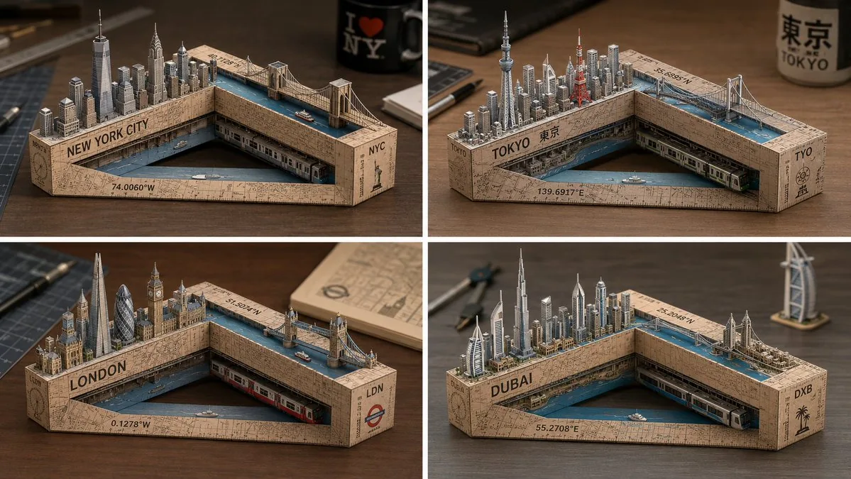 Laser-Cut Paper City Sculpture reference