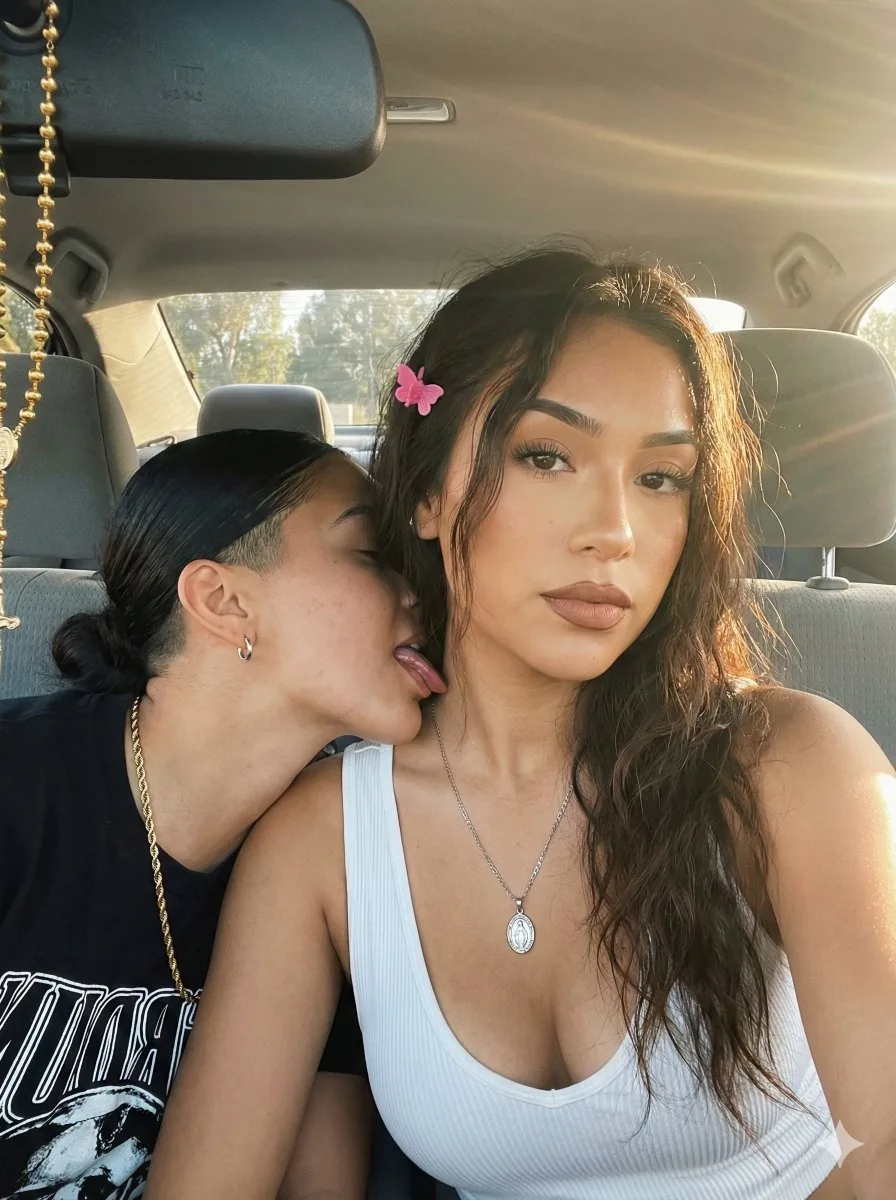 Intimate Car Selfie with Two Women and Golden Hour Lighting - Nano Banana Pro AI Prompt for Social Media Post reference