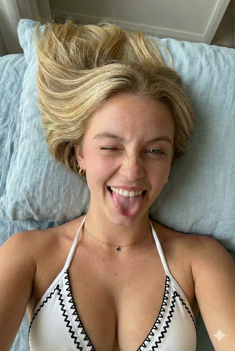 Playful Overhead Bikini Portrait Prompt - Nano Banana Pro AI Prompt for Social Media Post reference