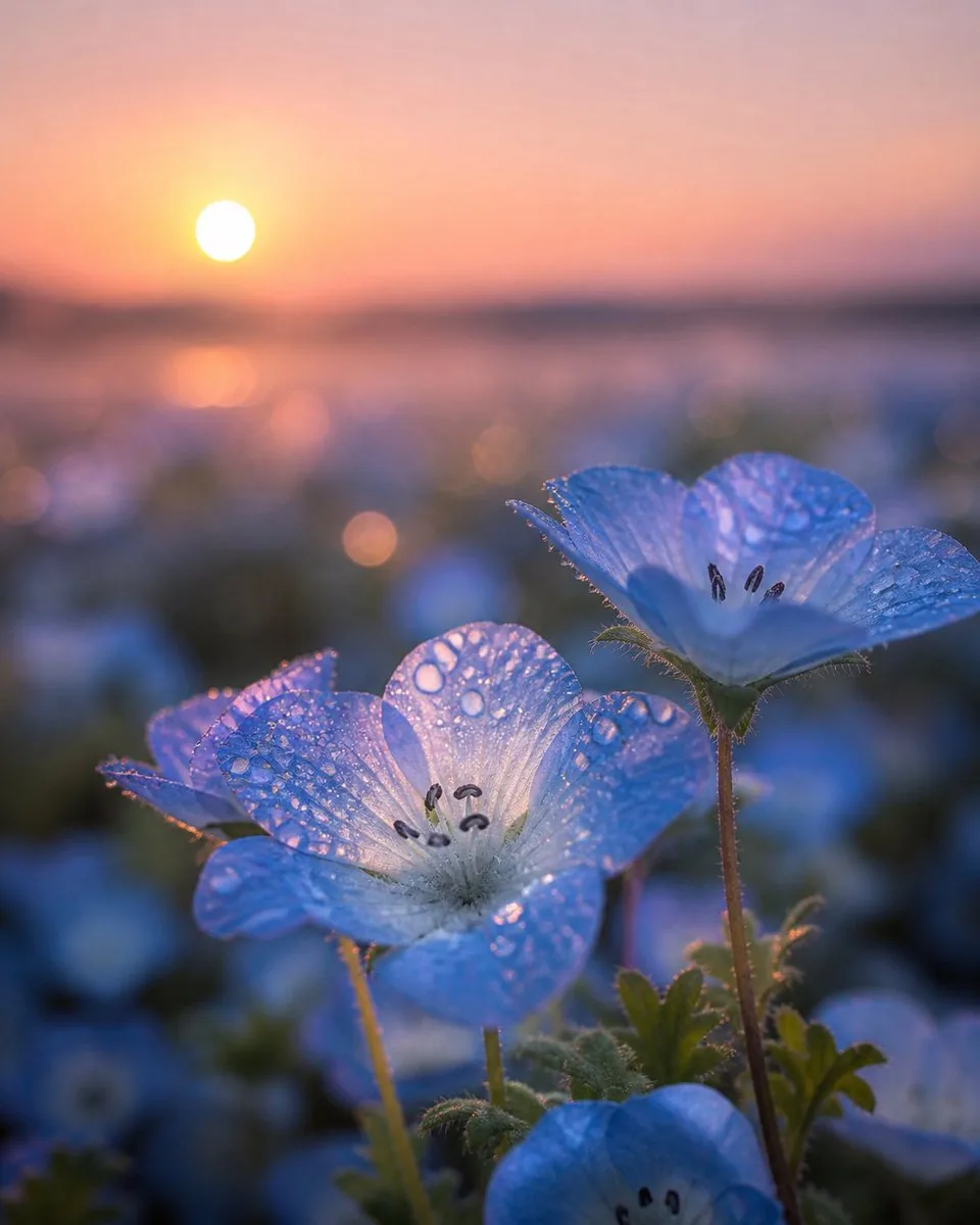 Dewy Nemophila Sunrise Macro reference