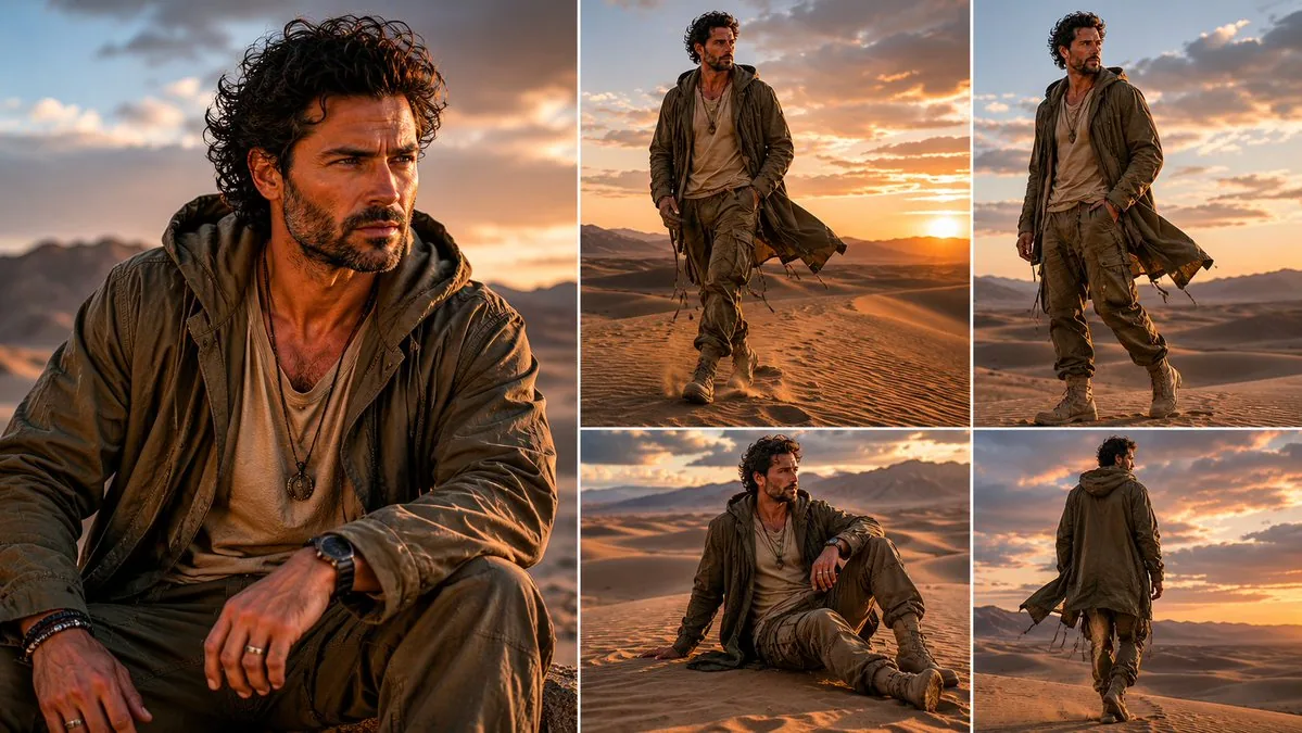 Desert Wanderer Five-Panel Collage reference