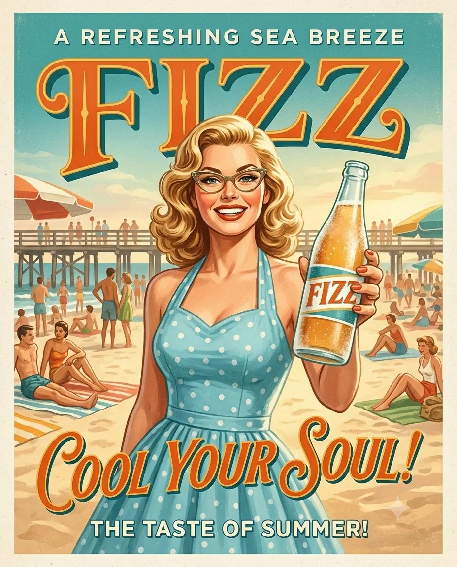 1950s Vintage Soda Advertisement Posters reference