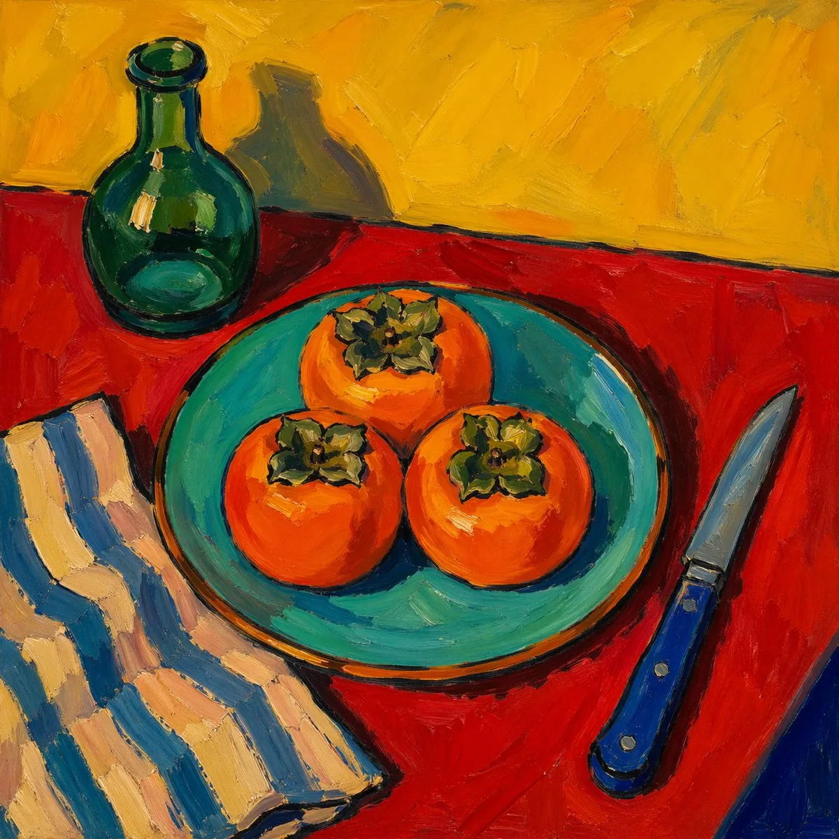 Fauvist Persimmon Still Life reference
