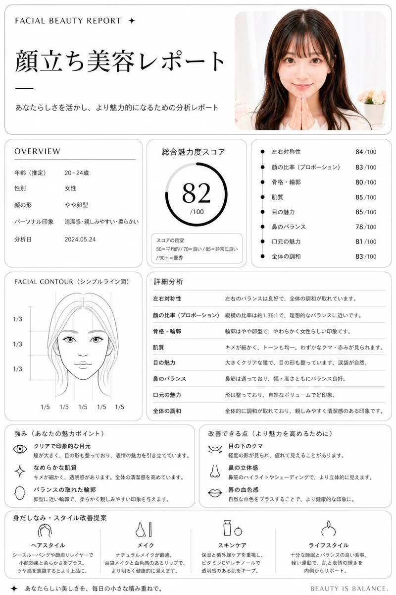Minimalist facial beauty report reference