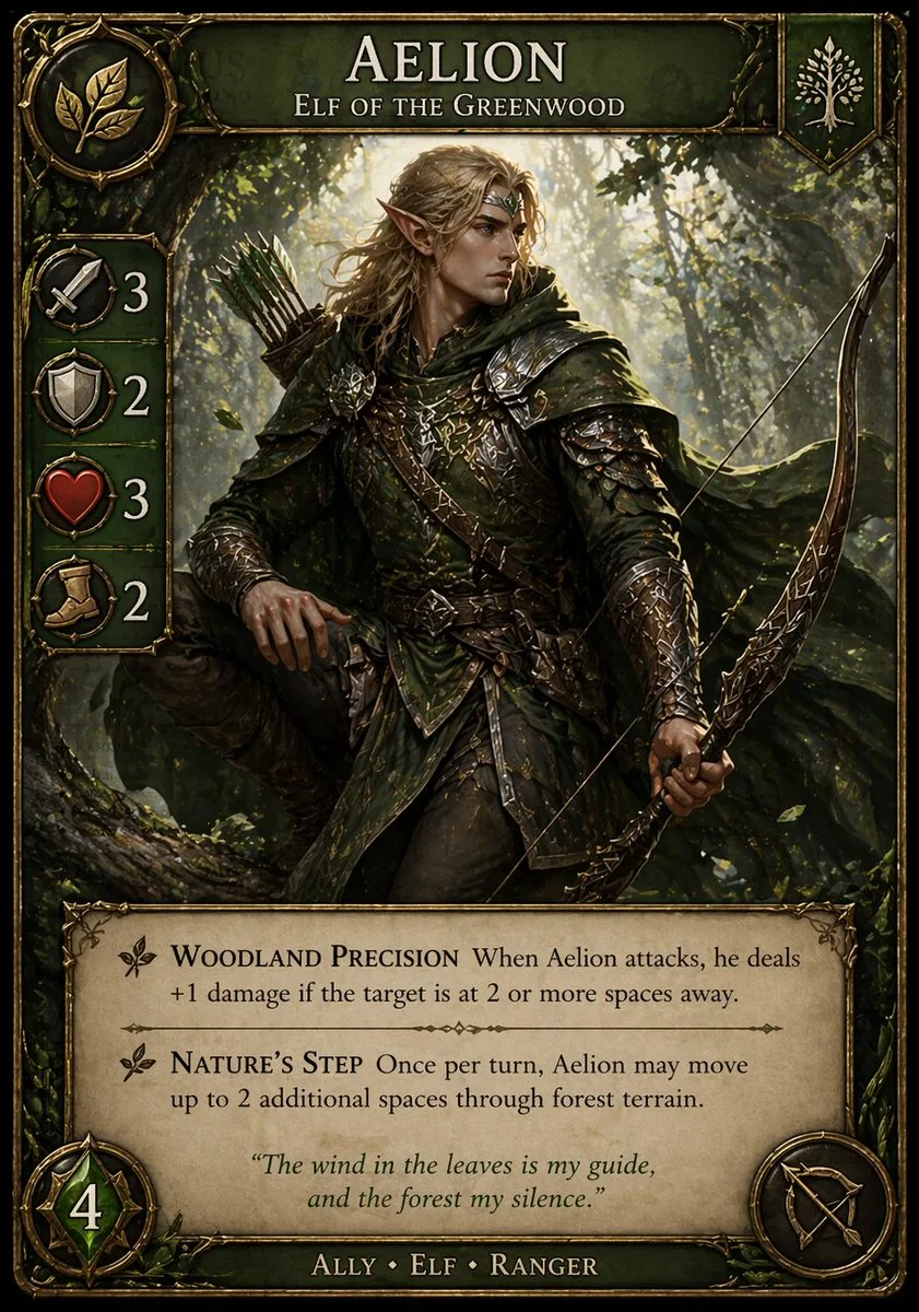 Fantasy Elf Ranger Trading Card reference