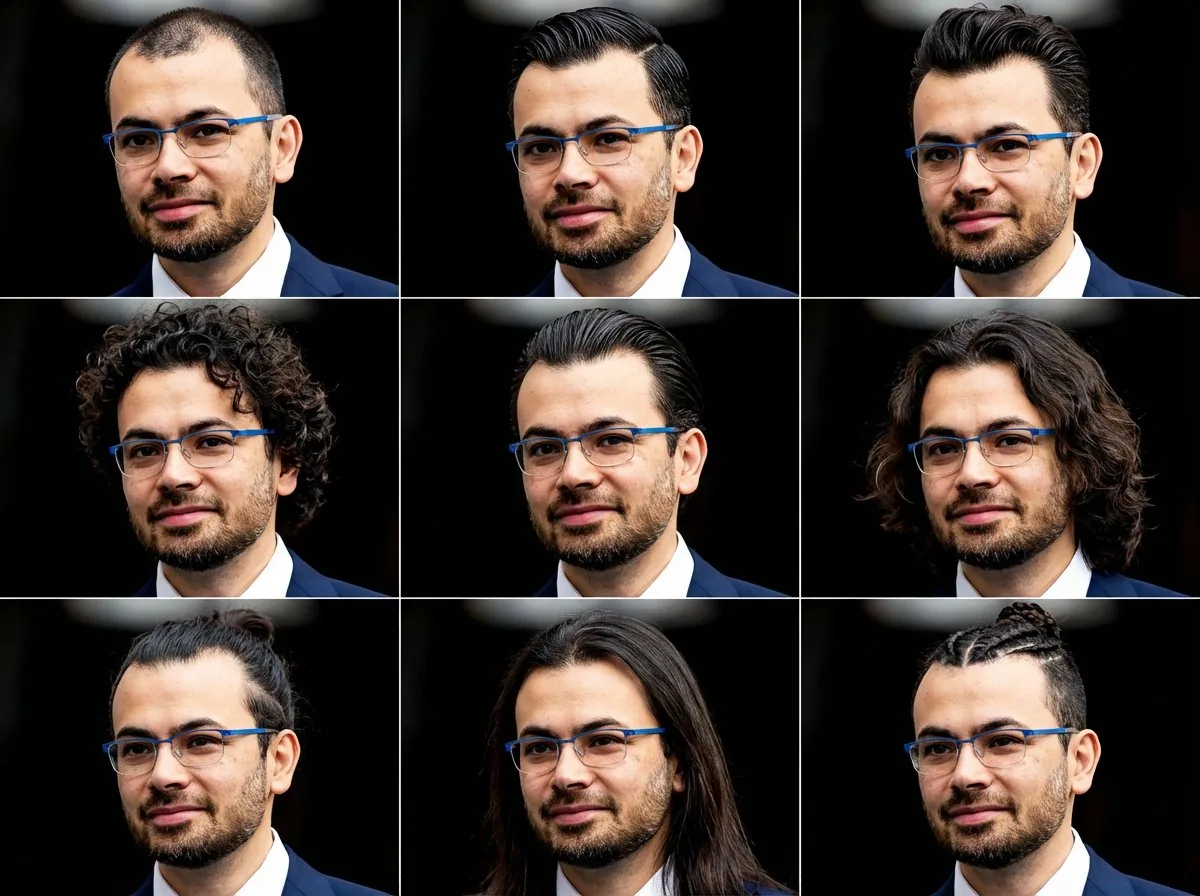 3x3 Hair Style Idea Grid Generation Prompt reference