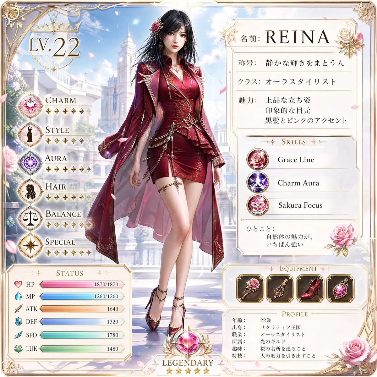 Premium RPG Character Card UI reference