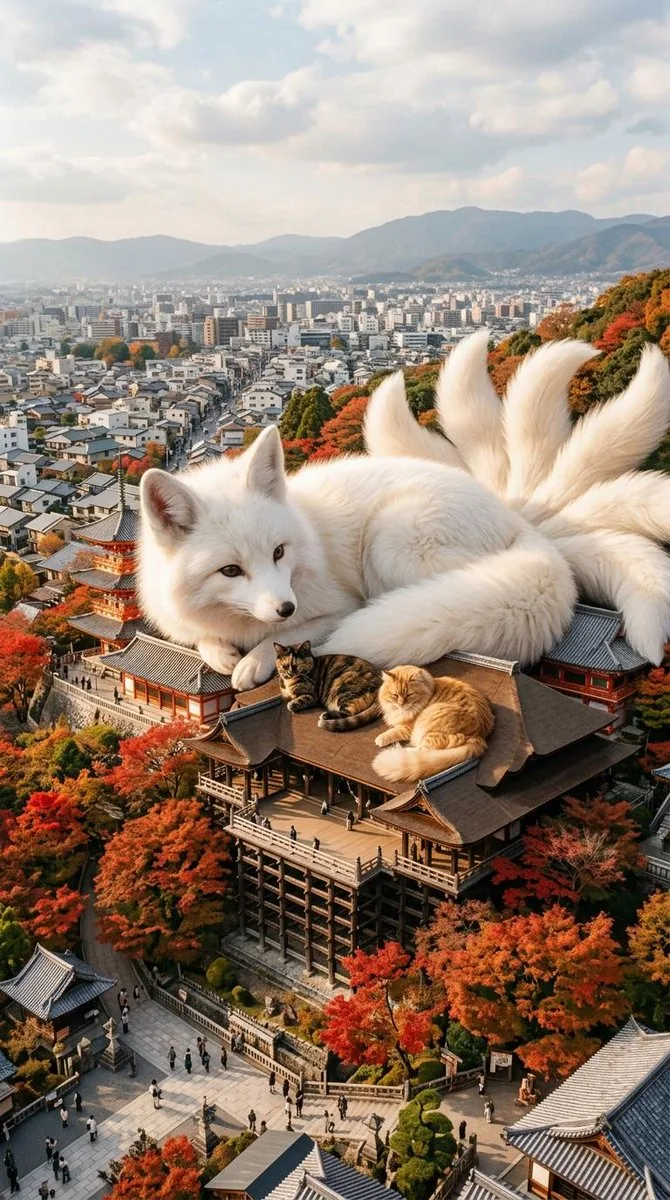 Giant Cat Occupying Tokyo Tower reference