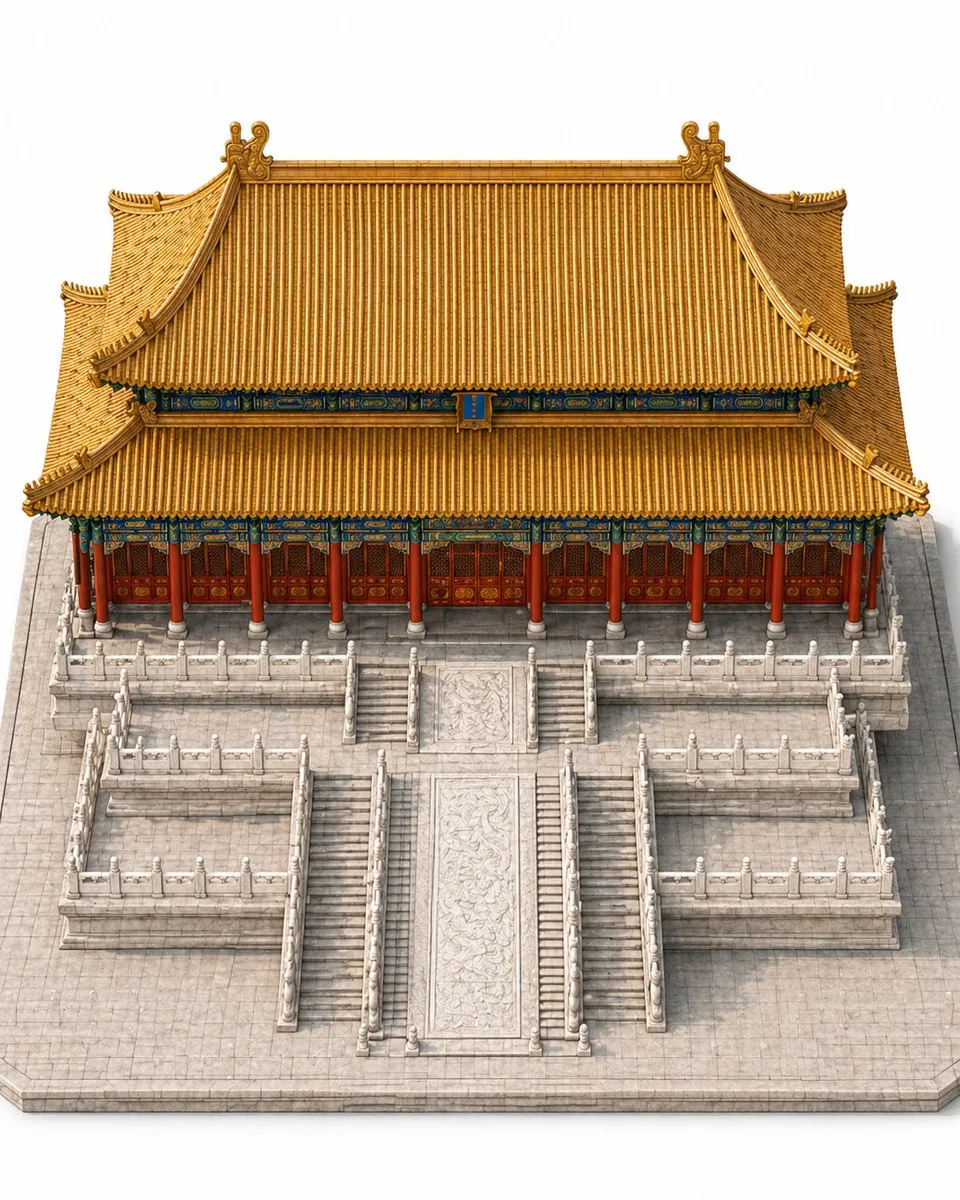 Imperial Chinese Hall Model Render reference