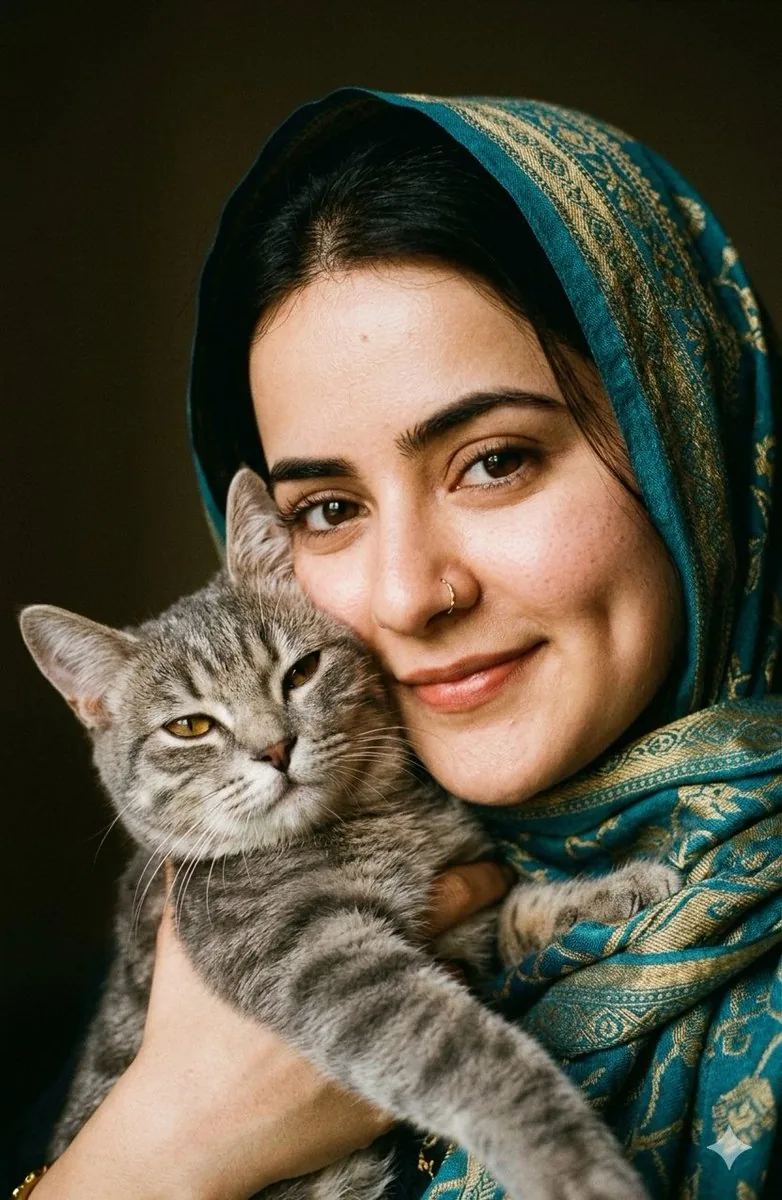 Intimate Feline Companion Portrait reference