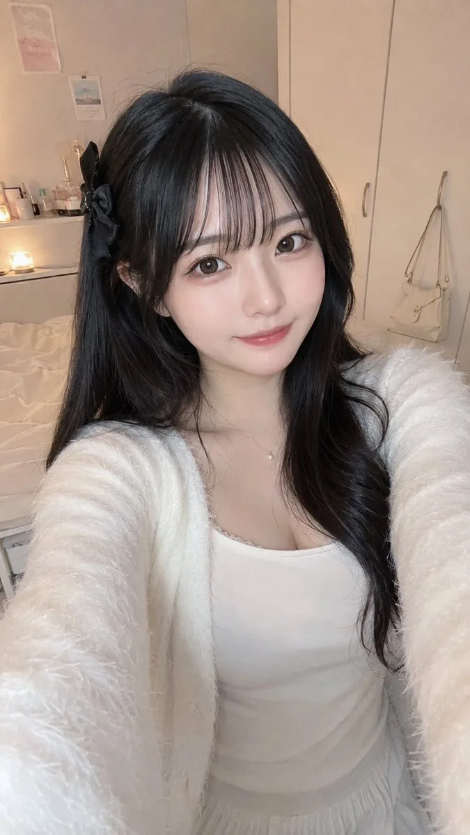 Cozy Bedroom Selfie Portrait reference