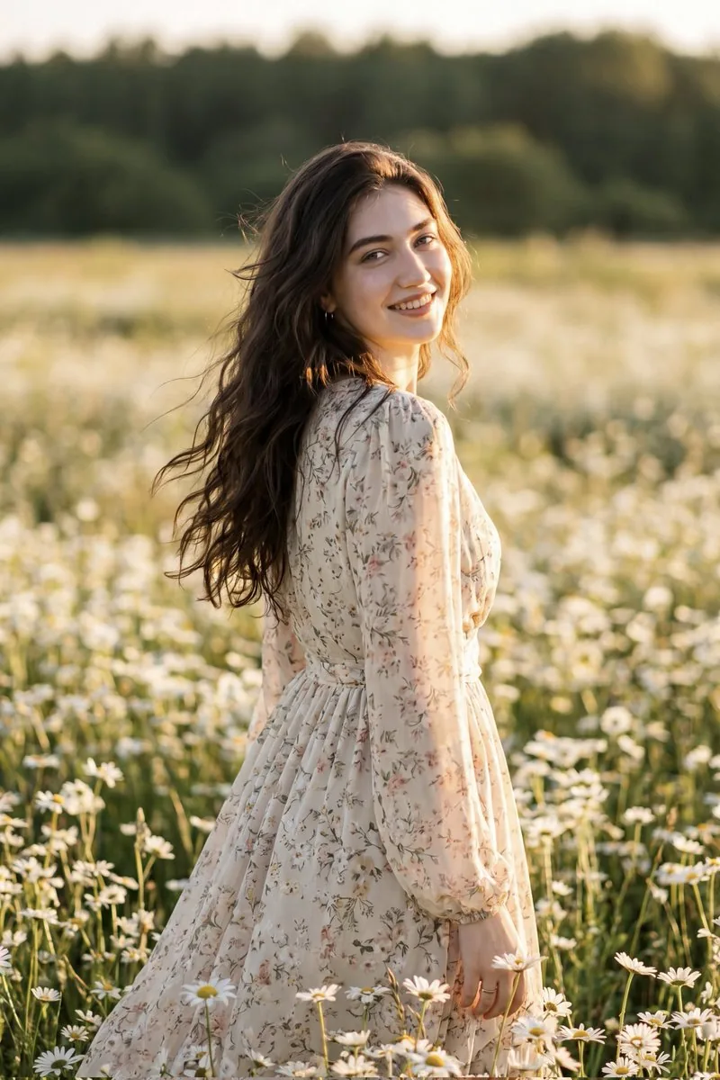 Golden Hour Daisy Field Portrait reference