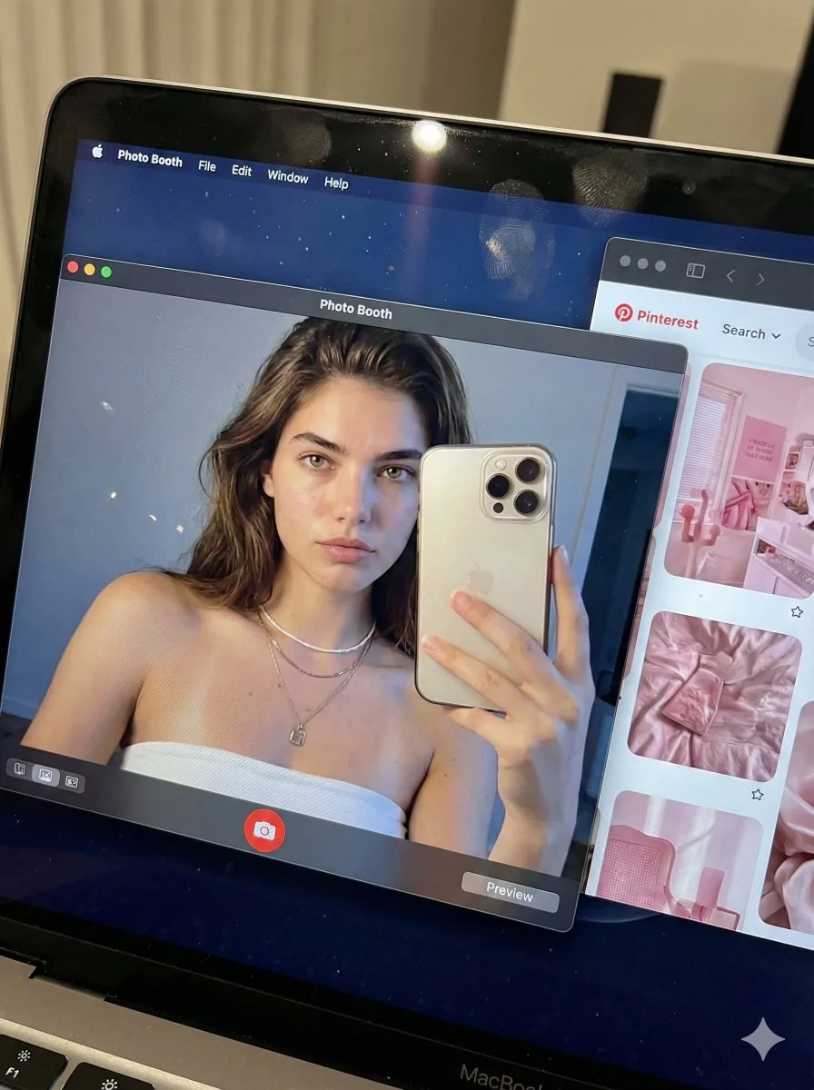 Hyper-realistic MacBook screen simulation prompt reference